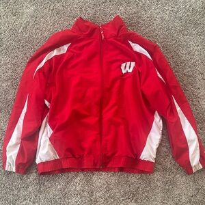 Russel Men’s XXL Nylon Embroidered Red and White Zip Up Wisconsin Badgers Jacket